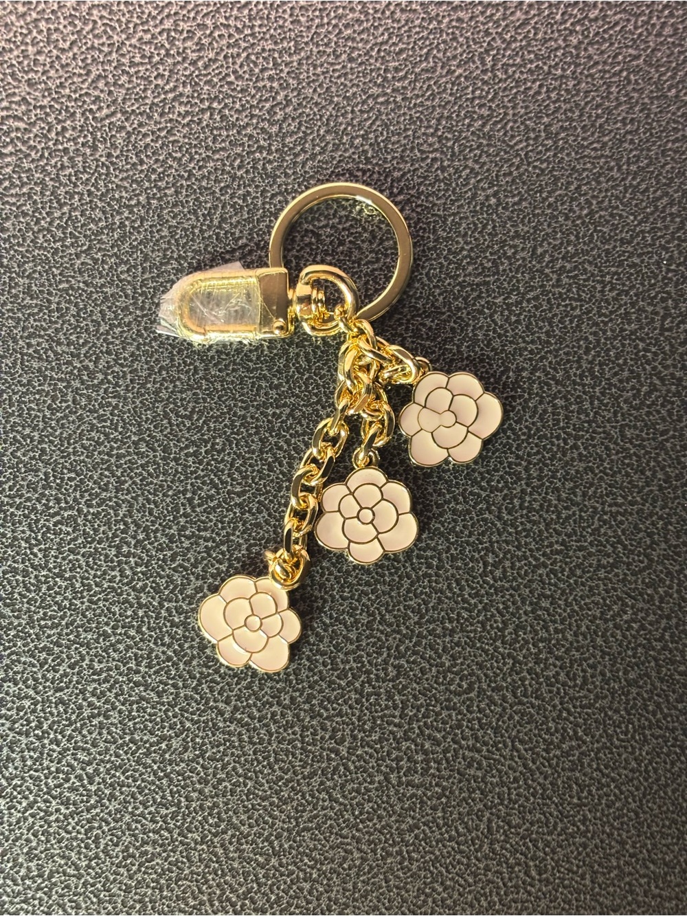 Gold Keychain with light pink Flower Charms
